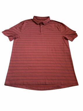 Lululemon Men's Red Striped Polo Shirt